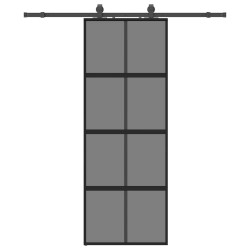 Porte coulissante kit quincaillerie noir 76x205 cm verre trempé 