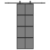 Porte coulissante kit quincaillerie noir 76x205 cm verre trempé 