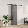 Porte coulissante kit quincaillerie noir 76x205 cm verre trempé 