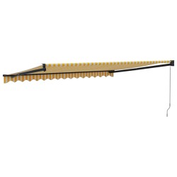 Auvent rétractable jaune et blanc 4,5x3 m tissu et aluminium 