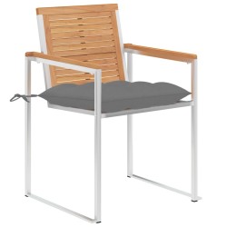 Chaises de jardin avec coussins lot de 2 Teck solide et acier 