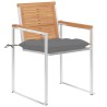 Chaises de jardin avec coussins lot de 2 Teck solide et acier 