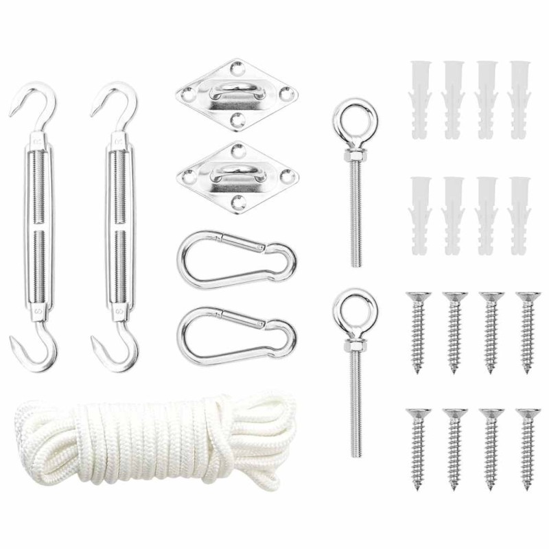 Jeu d'accessoires de voile d'ombrage 9 pcs Acier inoxydable Jeu d'accessoires de voile d'ombrage 9 pcs Acier inoxydable