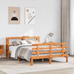 Cadre de lit et tête de lit sans matelas cire marron 160x200 cm 