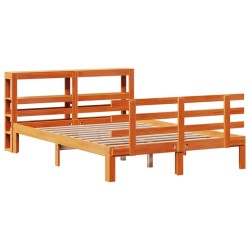 Cadre de lit et tête de lit sans matelas cire marron 160x200 cm 