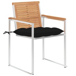 Chaises de jardin avec coussins lot de 2 Teck solide et acier 