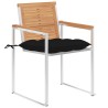 Chaises de jardin avec coussins lot de 2 Teck solide et acier 