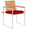 Chaises de jardin avec coussins lot de 2 Teck solide et acier 