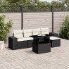 Salon de jardin 6 pcs avec coussins noir résine tressée 