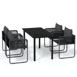 Ensemble à manger de jardin 5 pcs Noir 