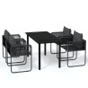 Ensemble à manger de jardin 5 pcs Noir 