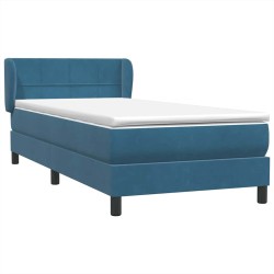 Sommier à lattes de lit et matelas bleu foncé 90x220 cm velours 