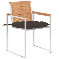 Chaises de jardin avec coussins lot de 2 Teck solide et acier 