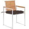 Chaises de jardin avec coussins lot de 2 Teck solide et acier 
