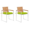 Chaises de jardin avec coussins lot de 2 Teck solide et acier 