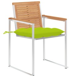 Chaises de jardin avec coussins lot de 2 Teck solide et acier 