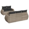 Salon de jardin 6 pcs avec coussins gris clair résine tressée 
