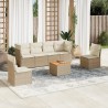 Salon de jardin avec coussins 7 pcs beige résine tressée 