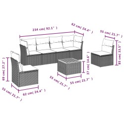 Salon de jardin avec coussins 7 pcs beige résine tressée 