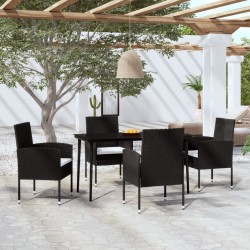 Ensemble à manger de jardin 5 pcs Noir 