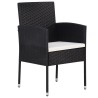 Ensemble à manger de jardin 5 pcs Noir 