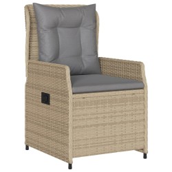 Ensemble à manger de jardin et coussins 3 pcs Beige poly rotin 