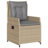 Ensemble à manger de jardin et coussins 3 pcs Beige poly rotin 