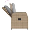 Ensemble à manger de jardin et coussins 3 pcs Beige poly rotin 