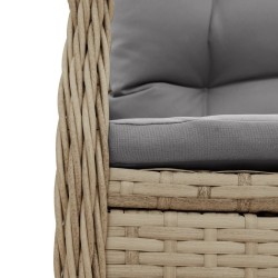 Ensemble à manger de jardin et coussins 3 pcs Beige poly rotin 