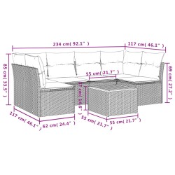 Salon de jardin avec coussins 7 pcs beige résine tressée 