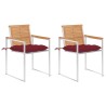 Chaises de jardin avec coussins lot de 2 Teck solide et acier 