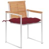 Chaises de jardin avec coussins lot de 2 Teck solide et acier 