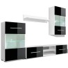 Meuble TV à vitrine murale avec lumière LED 4 pcs noir 