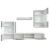 Meuble TV à vitrine murale avec lumière LED 4 pcs noir 