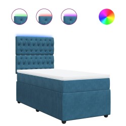 Sommier à lattes de lit avec matelas bleu 80x200 cm velours 