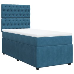 Sommier à lattes de lit avec matelas bleu 80x200 cm velours 