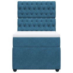Sommier à lattes de lit avec matelas bleu 80x200 cm velours 