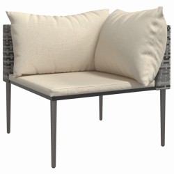 Salon de jardin 5 pcs avec coussins Gris Résine tressée 