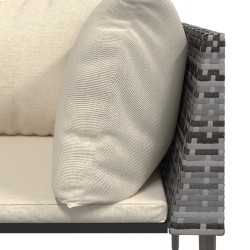 Salon de jardin 5 pcs avec coussins Gris Résine tressée 
