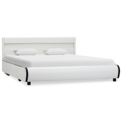Cadre de lit avec LED Blanc Similicuir 140x200 cm  