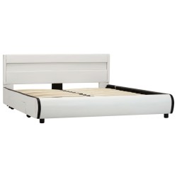 Cadre de lit avec LED Blanc Similicuir 140x200 cm  