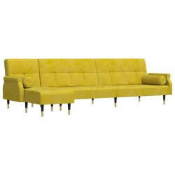 Canapé-lit en forme de L jaune 271x140x70 cm velours 
