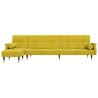 Canapé-lit en forme de L jaune 271x140x70 cm velours 