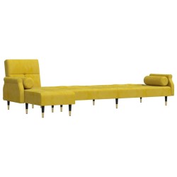 Canapé-lit en forme de L jaune 271x140x70 cm velours 