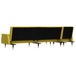 Canapé-lit en forme de L jaune 271x140x70 cm velours 