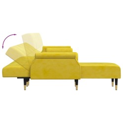 Canapé-lit en forme de L jaune 271x140x70 cm velours 