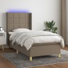 Sommier à lattes de lit matelas et LED Taupe 80x200cm Tissu 