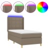 Sommier à lattes de lit matelas et LED Taupe 80x200cm Tissu 