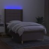 Sommier à lattes de lit matelas et LED Taupe 80x200cm Tissu 
