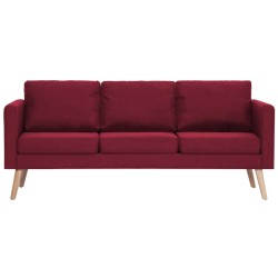 Canapé à 3 places Tissu Rouge bordeaux 